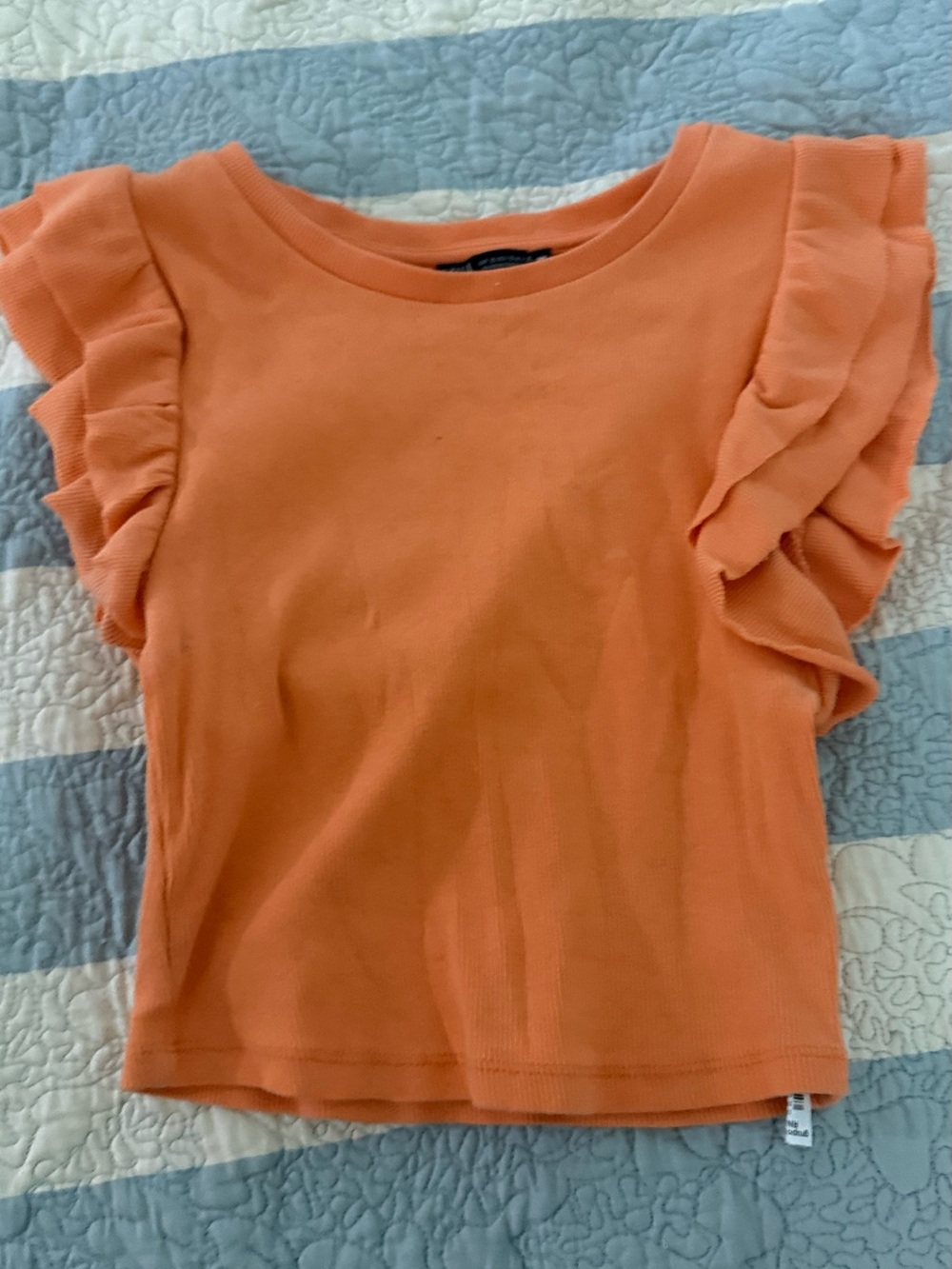 Zara Orange Ruffle Sleeve Top
